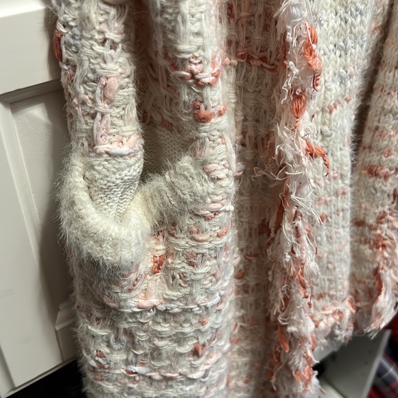 Stunning ivory confetti cardigan sweater with pink detail size L/XL and pockets! - Picture 3 of 4